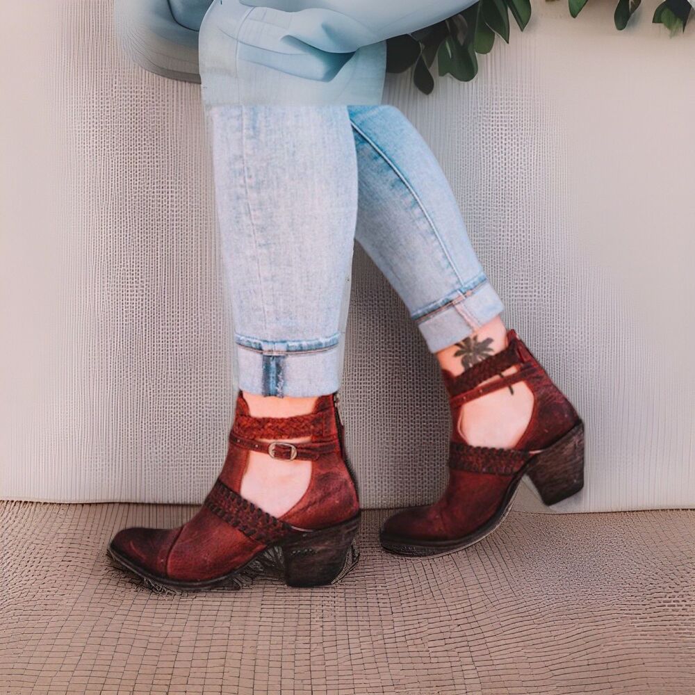 Miss Macie  I DARE YOU 5" pointed toe  Red Leather  Ankle Boots Women's 6.5 NWOT